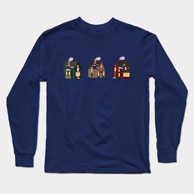 Christmas Holiday Houses Long Sleeve T-Shirt by swagmaven